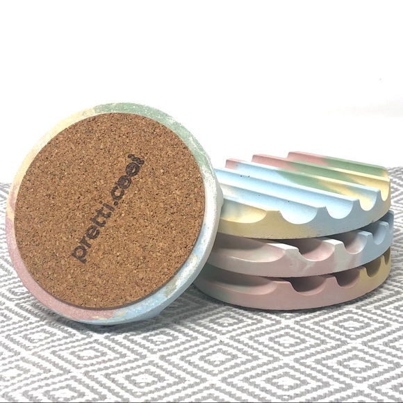 Pretti Cool Other - Pretti Cool Concrete Cork Coasters Set of 4 NIB